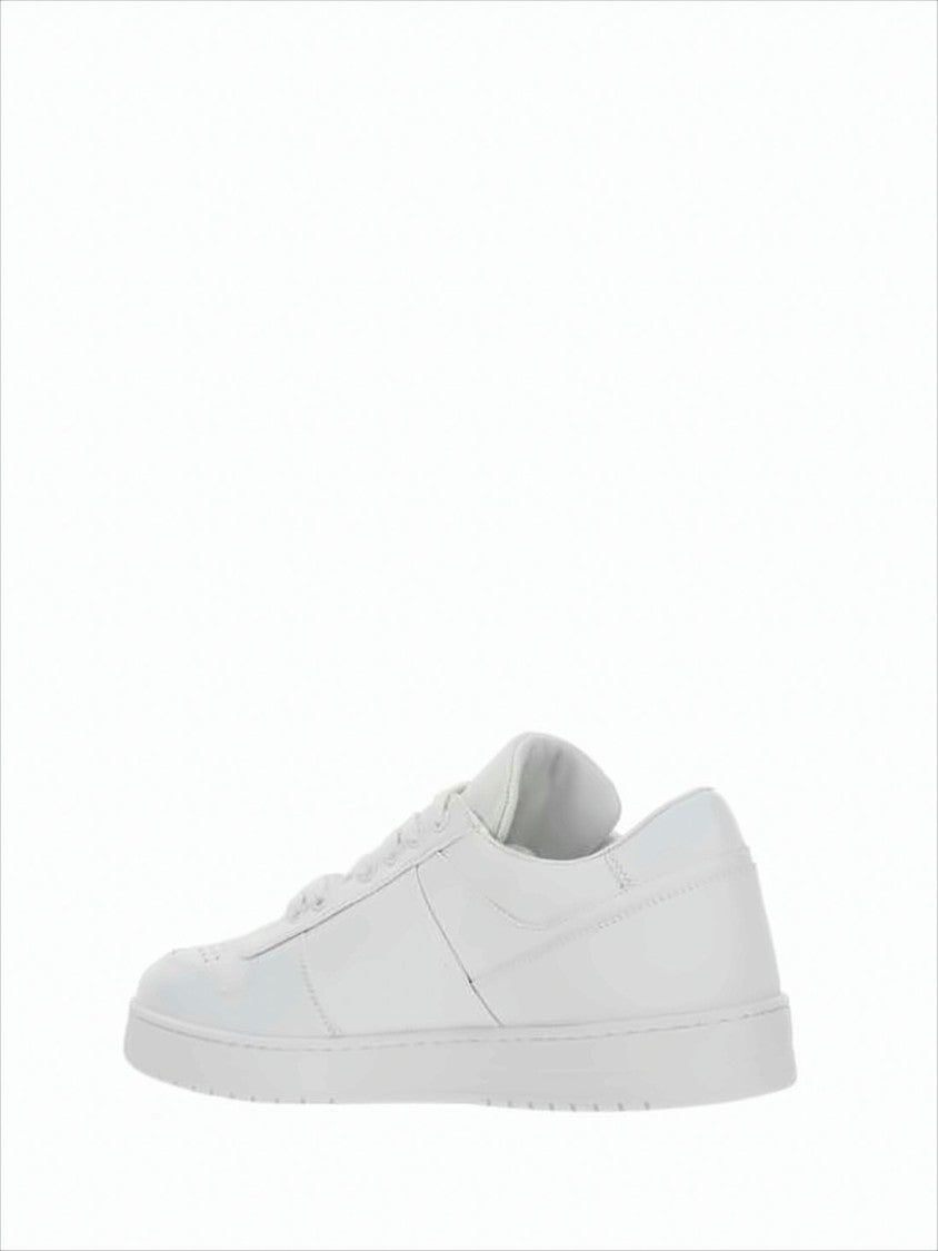 Prada Minimalist White Low-Top Sneakers With Triangular Logo Plaque