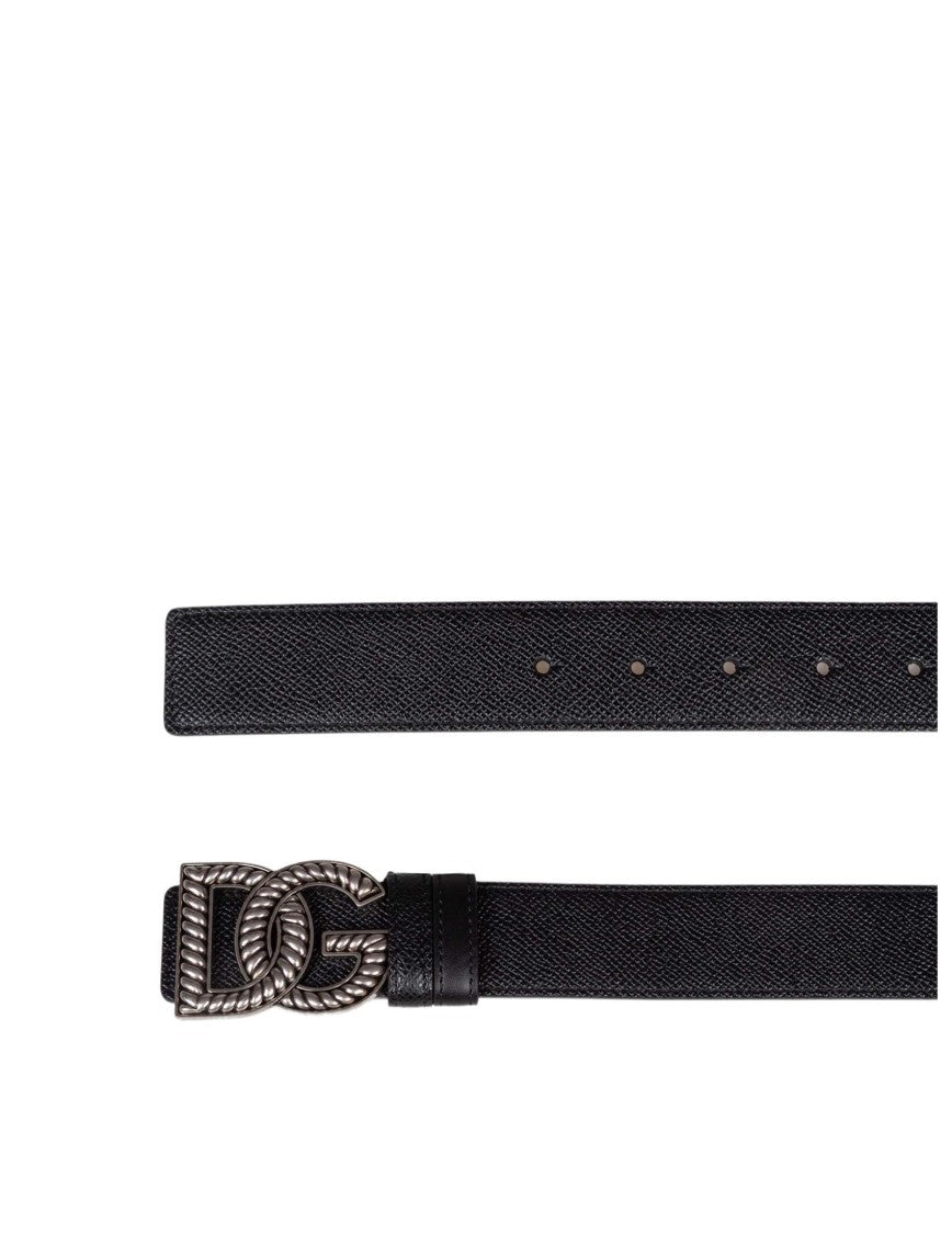 Dolce & Gabbana Black Leather Belt With Logo