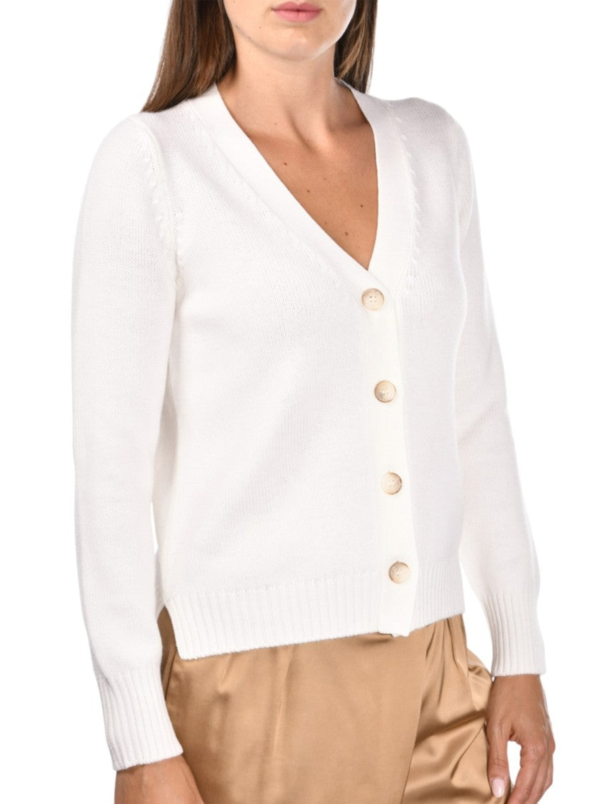 Gran Sasso Knit Cardigan With V-Neckline And Side Slits