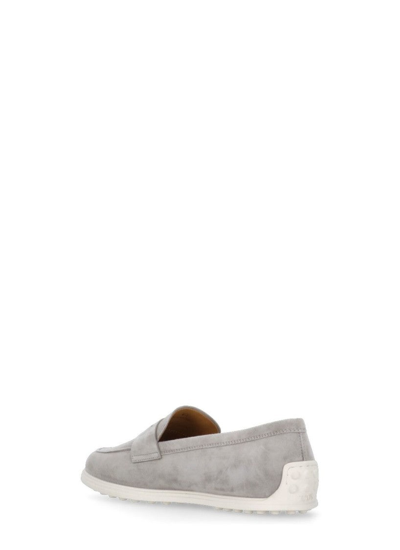 Tod's Minimalist Grey Suede Loafers