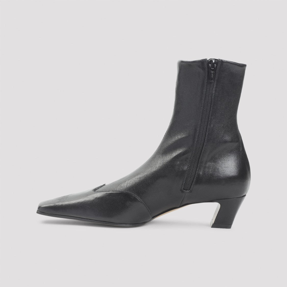 Khaite Pointed Toe Ankle Boots With Smooth Lamb Leather