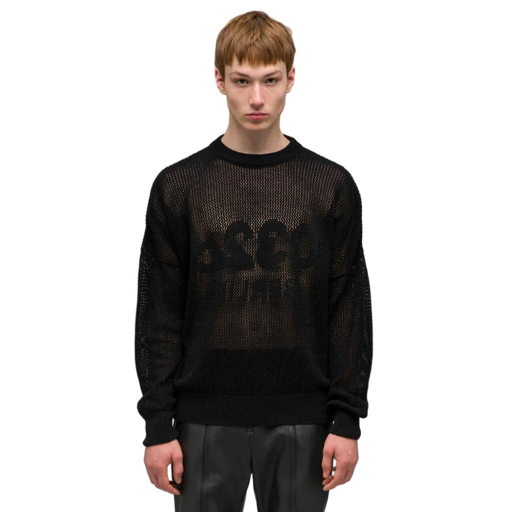 032C Black Selfie Lace Cotton Sweater