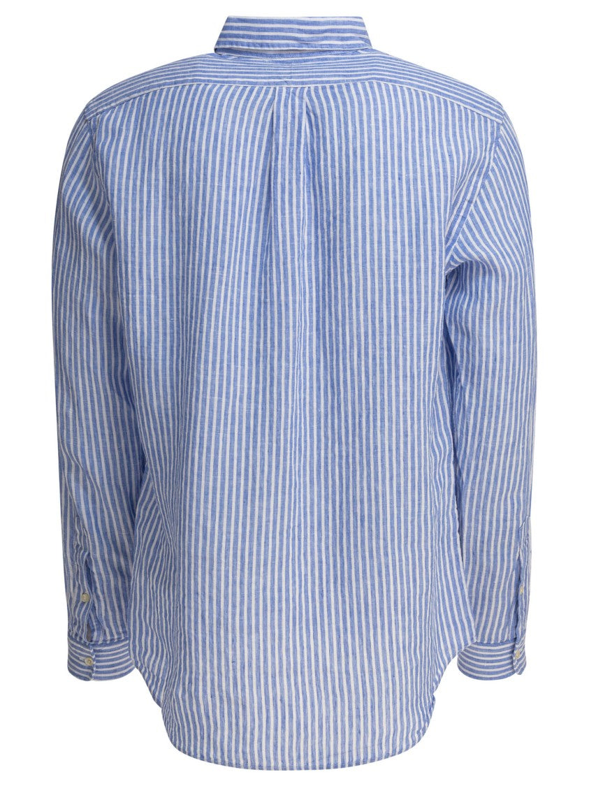 Polo Ralph Lauren Contoured Linen Shirt With Vertical Stripes