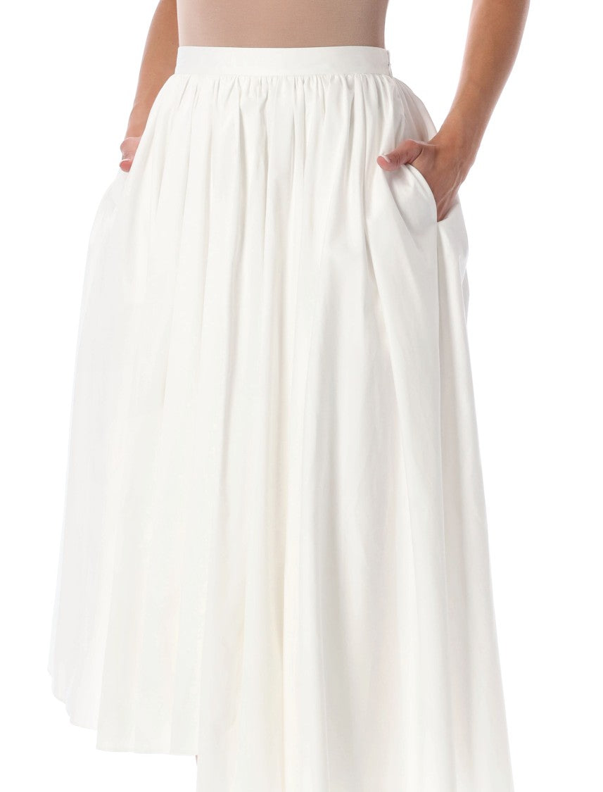 Self-Portrait White Voluminous Poplin Midi Skirt