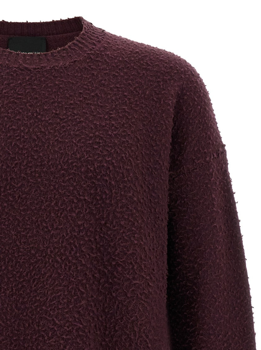 Roberto Collina Burgundy Casentino Wool Sweater With Ribbed Detailing