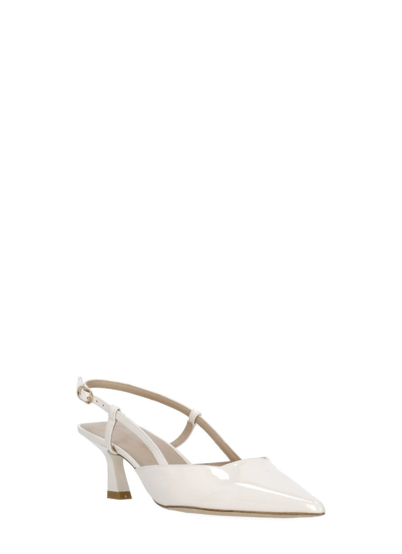 Stuart Weitzman Ivory Vinnie 50 Polished Leather Slingback
