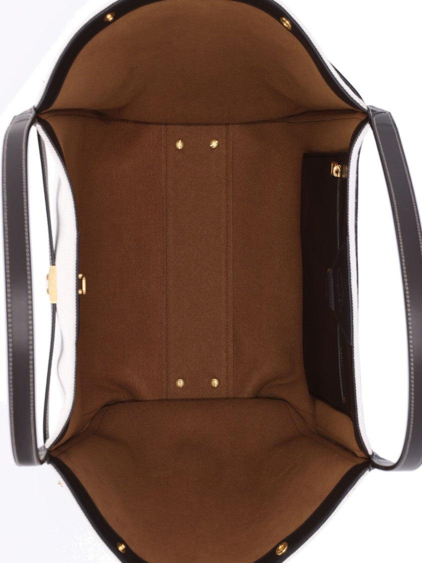 Tod's White Tim Medium Linen Tote Bag