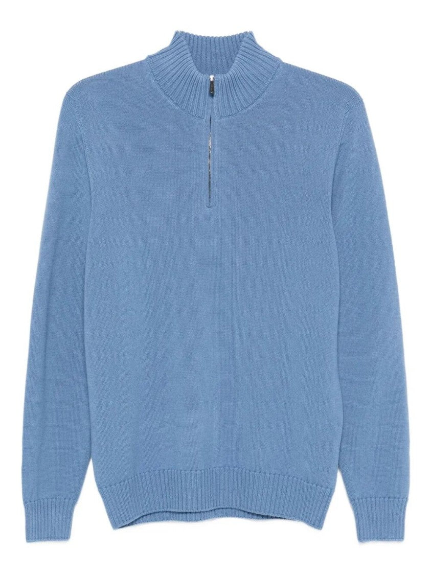 Drumohr Long Sleeve Mock-Neck Zip Sweater