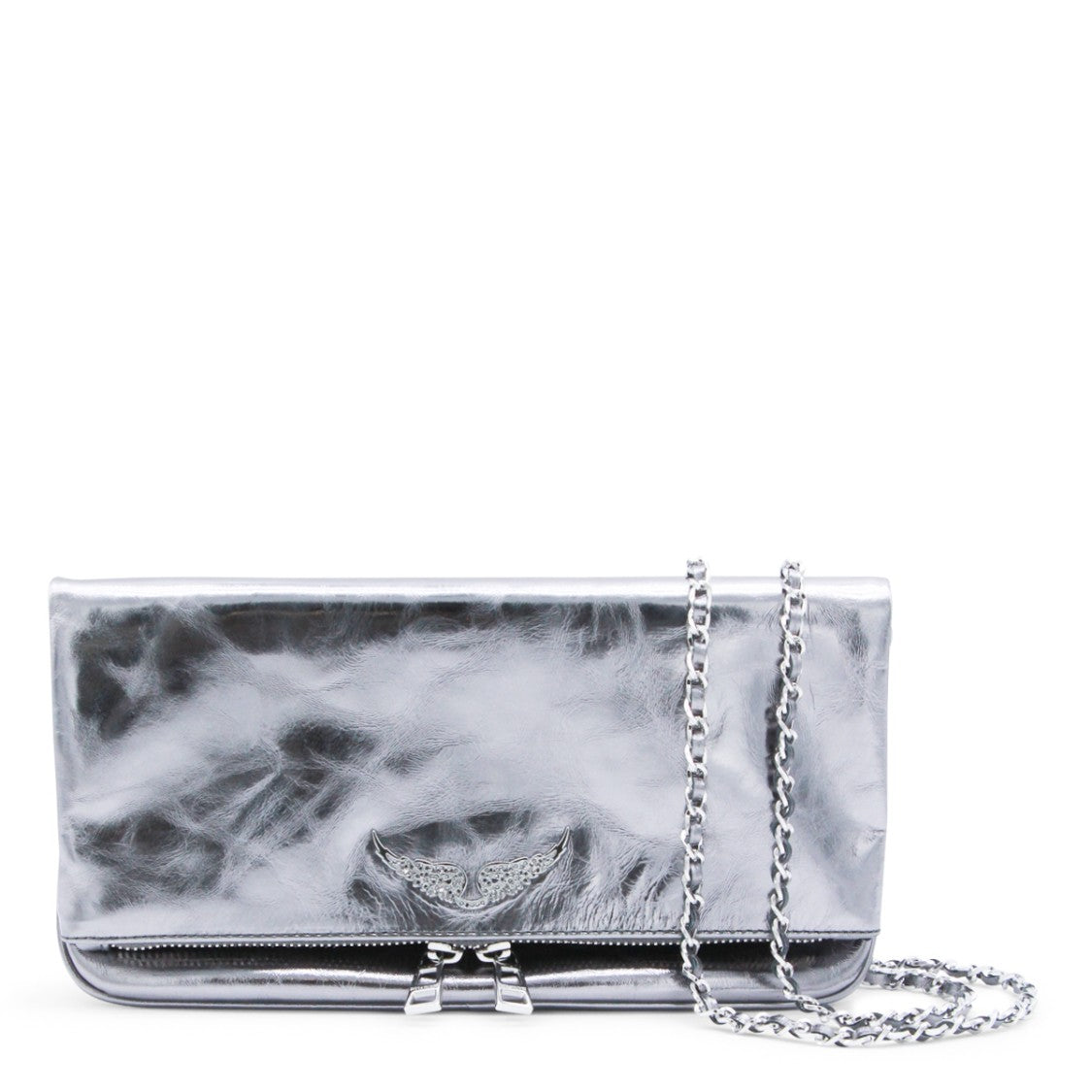Zadig & Voltaire Silver Leather Rock Vintage Metal Shoulder Bag