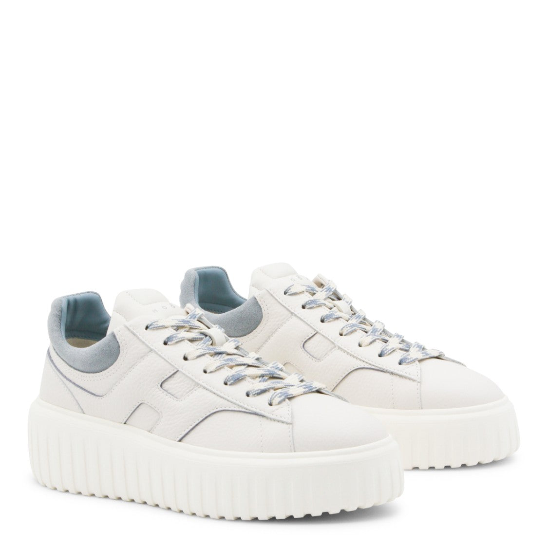 Hogan White And Light Blue Leather Sneakers