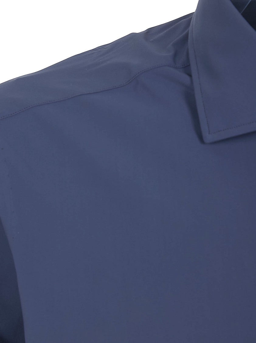 Barba Napoli Blue Stretch Formal Shirt With Classic Collar