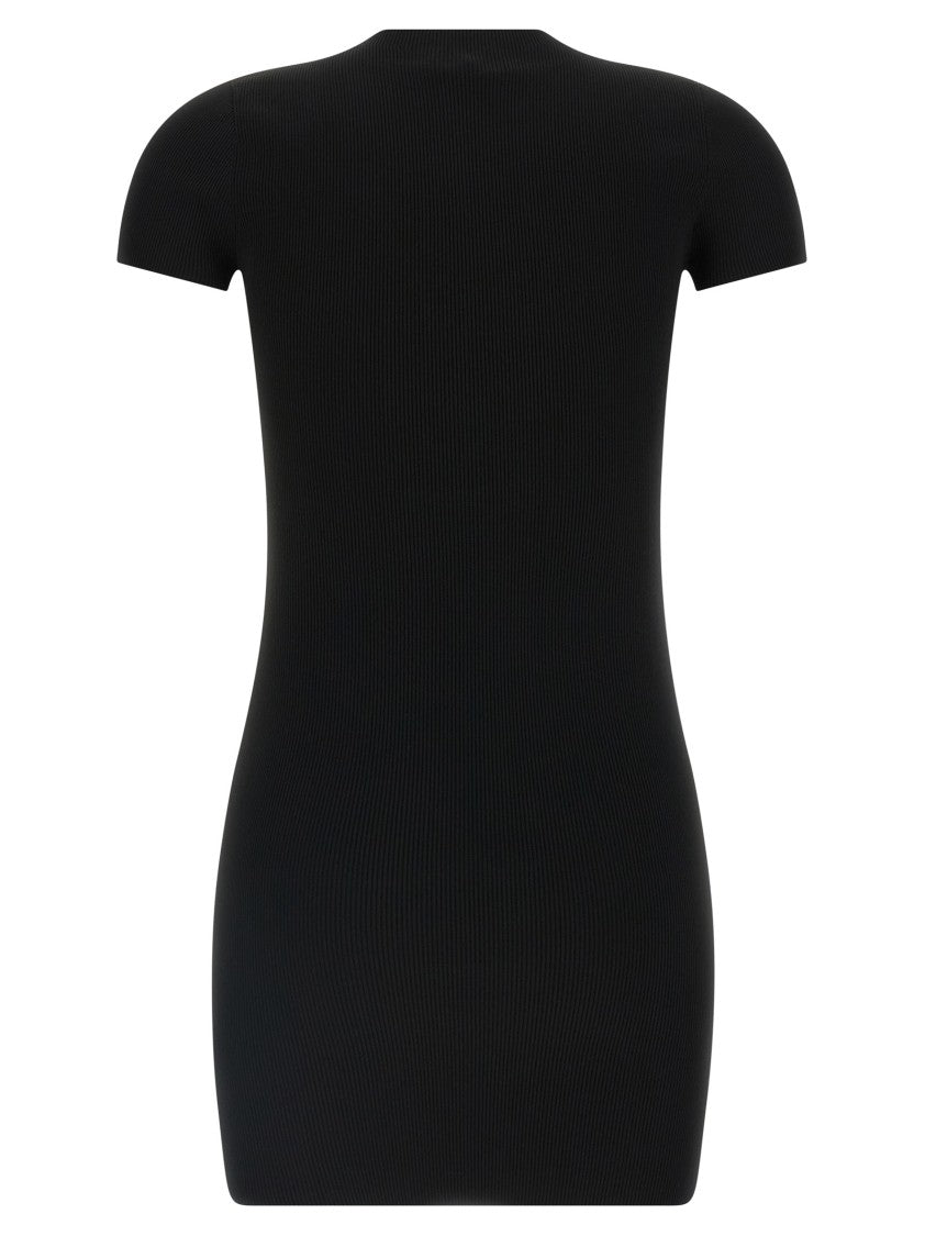 Alexander Wang Ribbed Knit Mini Dress With Logo Intarsia