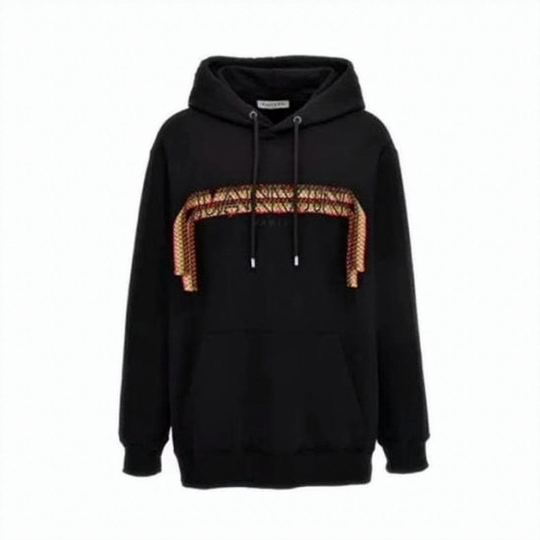 Lanvin Textured Stripe Black Hoodie With Drawstring And Kangaroo Pocket