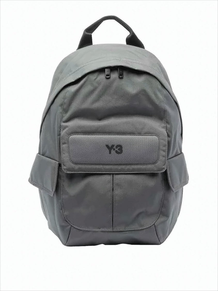 Y-3 Compact Grey Polyamide Backpack With Functional Design