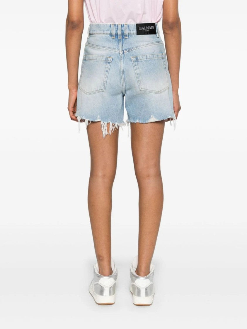 Balmain High-Rise Denim Shorts