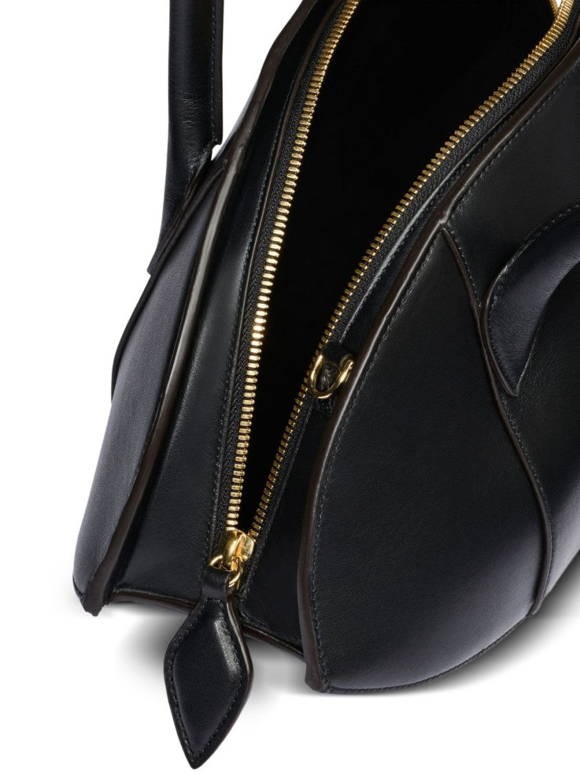 Nina Ricci Black Elongated Oval Silk Shoulder Bag