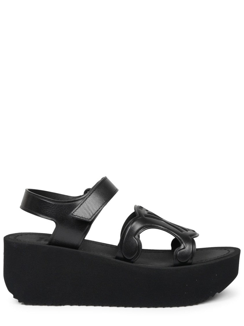 Celine Sunny Platform Cut-Out Calf Leather Sandals