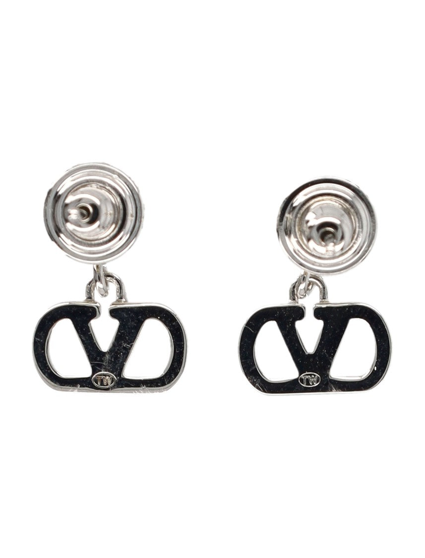Valentino Garavani Palladium-Finished Vlogo Signature Earrings With Swarovski Crystals