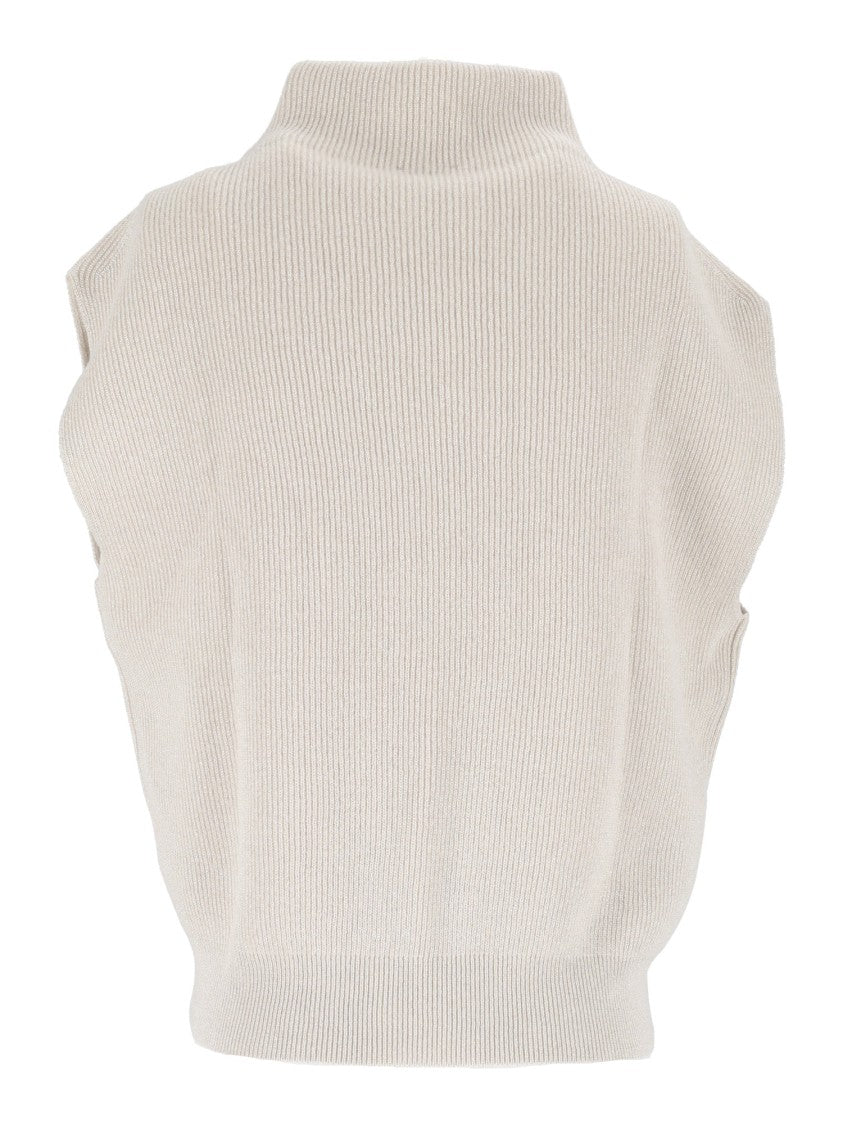 Peserico Sleeveless Ribbed High-Neck Sweater