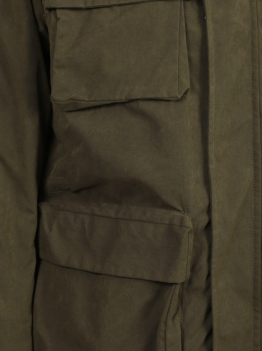 Herno Padded Olive Green Jacket With Removable Hood