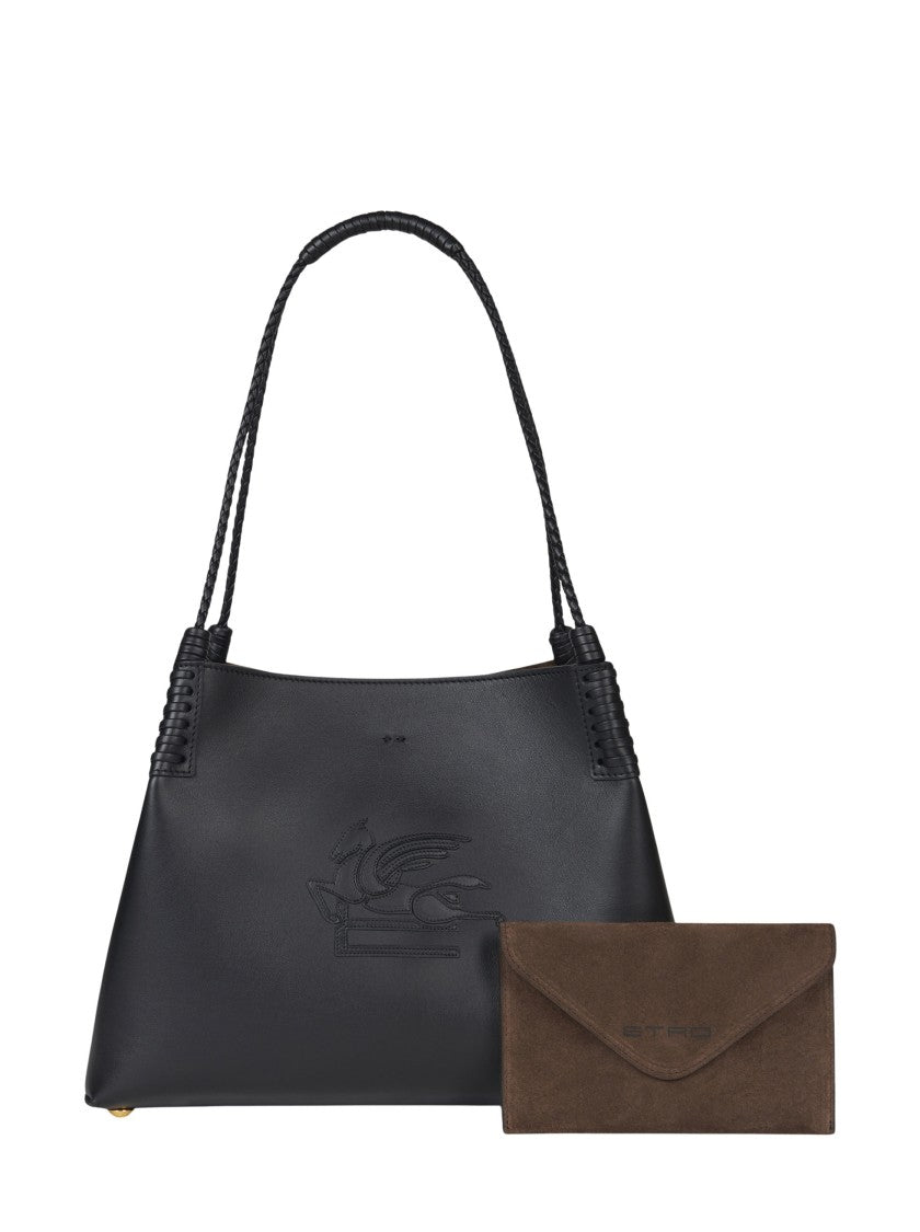 Etro Black Leather Small Libra Tote
