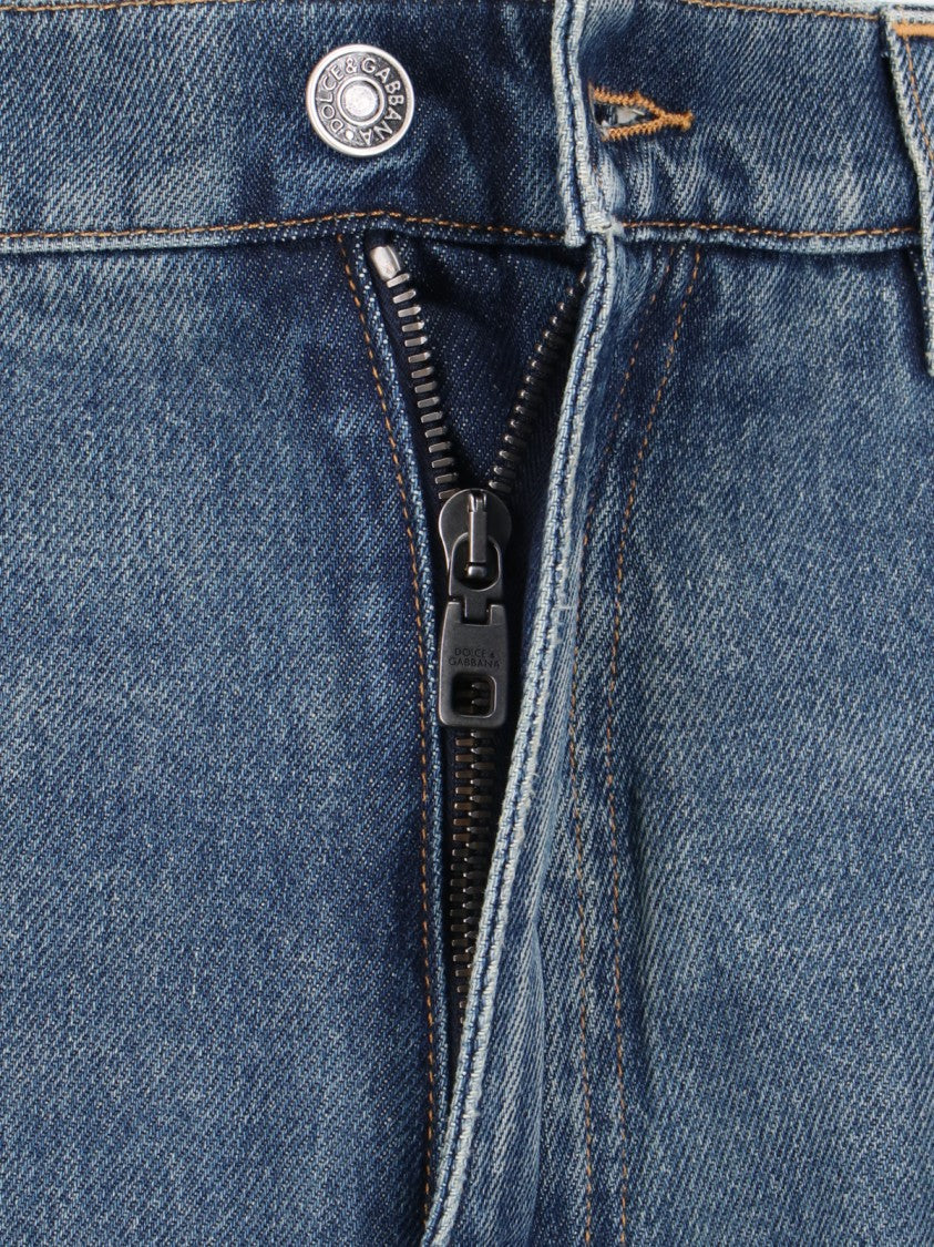 Dolce & Gabbana Logo Wide Jeans – Blue