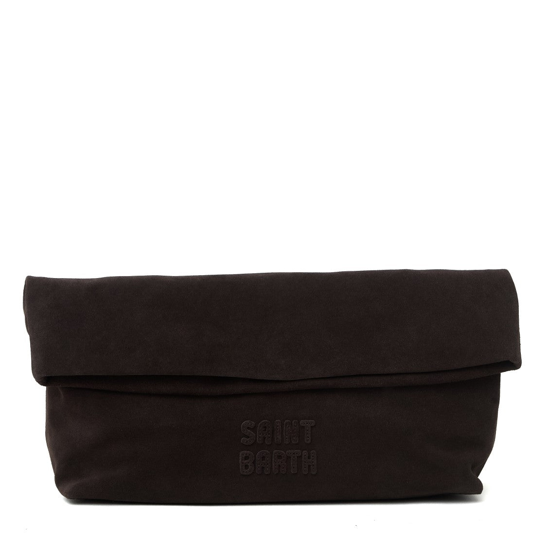 Mc2 Saint Barth Suede Maxi Pouch Magnetic Leather Clutch