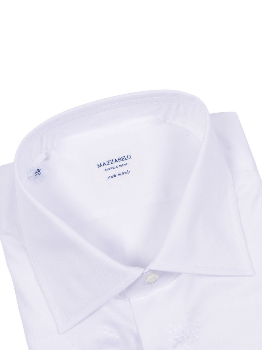 Mazzarelli Camicie White Slim Fit Cotton Shirt