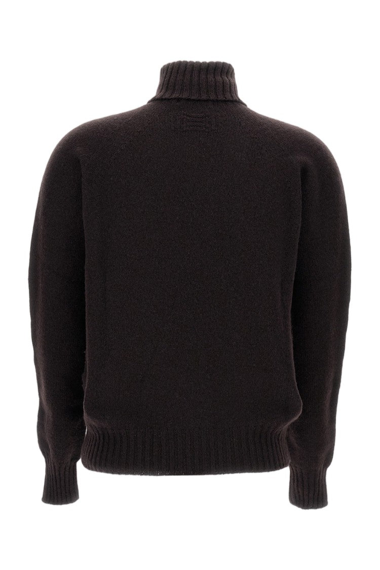 Drumohr Flat-Knit Wool Turtleneck Sweater With Ribbed Detailing