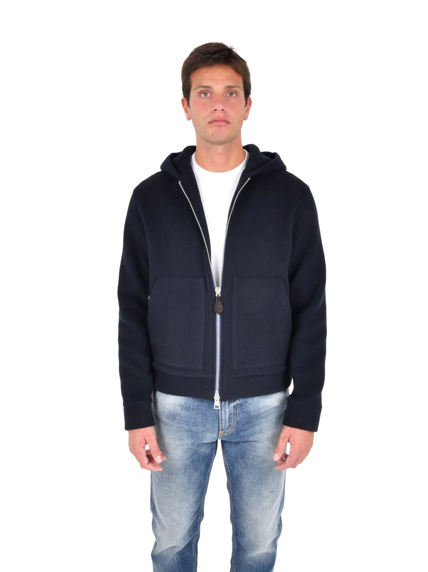 Jacob Cohen Navy Cashmere Zip-Up Blouson Jacket