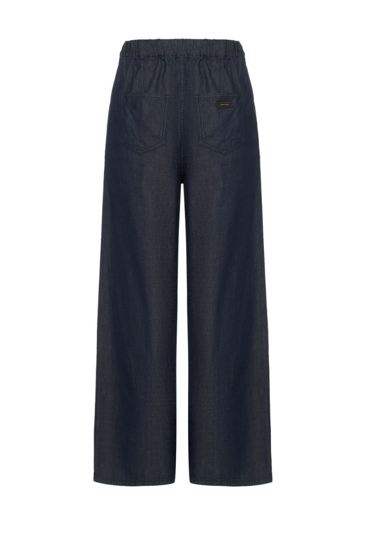 Armani Exchange Wide-Leg Summer Trousers Elastic Waistband Flowing