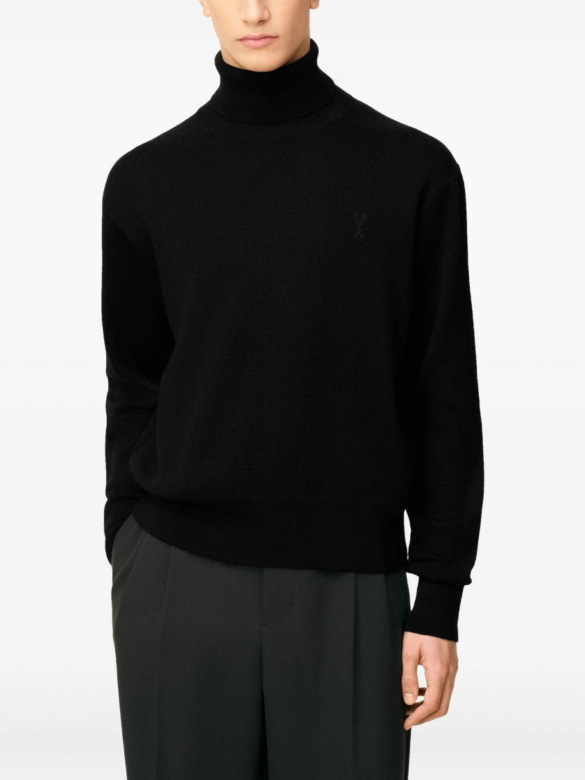 Ami Roll-Neck Merino Wool Sweater