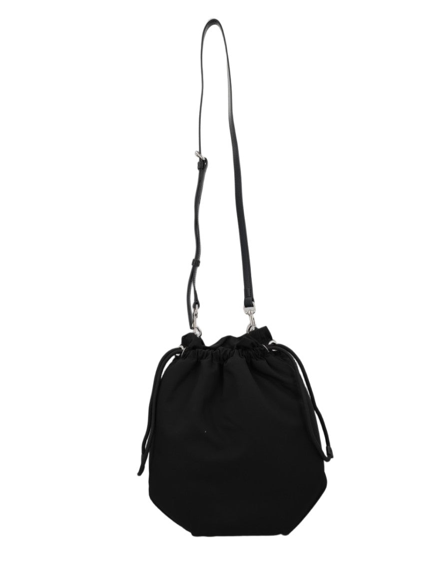 Vivienne Westwood Black Metallic Emblem Drawstring Polyester Shoulder Bag