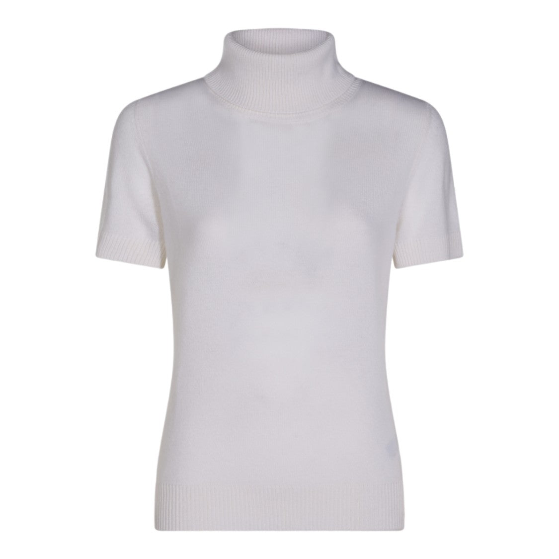 Allude Short-Sleeved Sweater With High Turtleneck And Ribbed Detailing