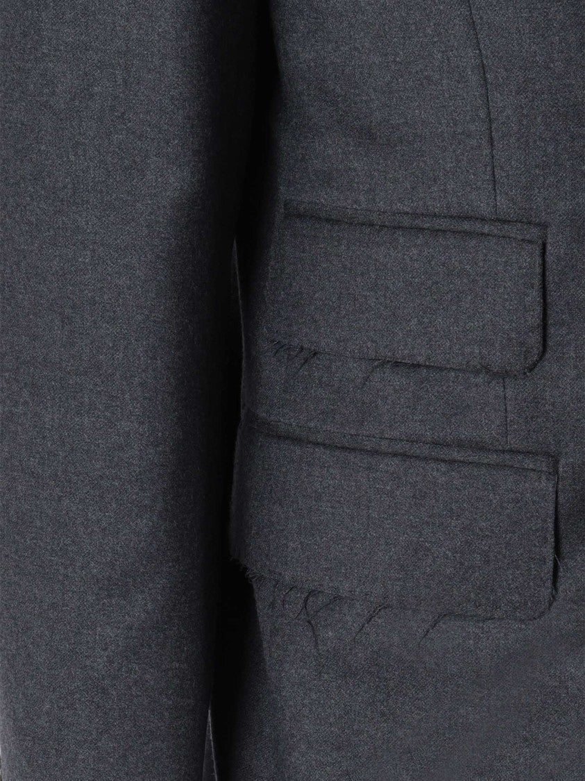 Brando-Lubiam Double-Breasted Virgin Wool Blend Jacket With Raw-Edge Finish