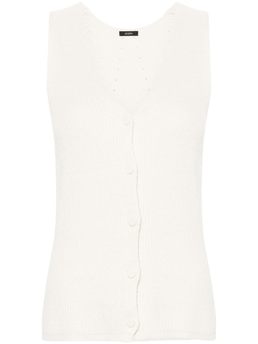 Joseph Textured Linen-Cotton Tank Top With Classic V-Neckline