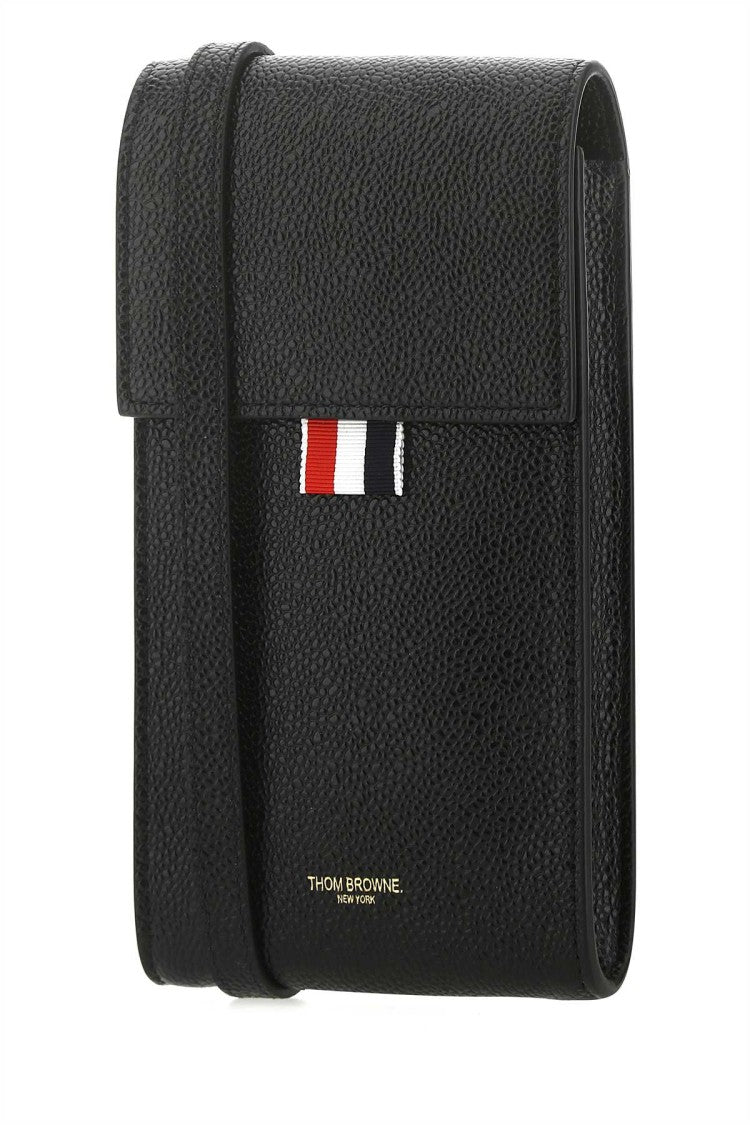 Thom Browne Black Leather Phone Holder