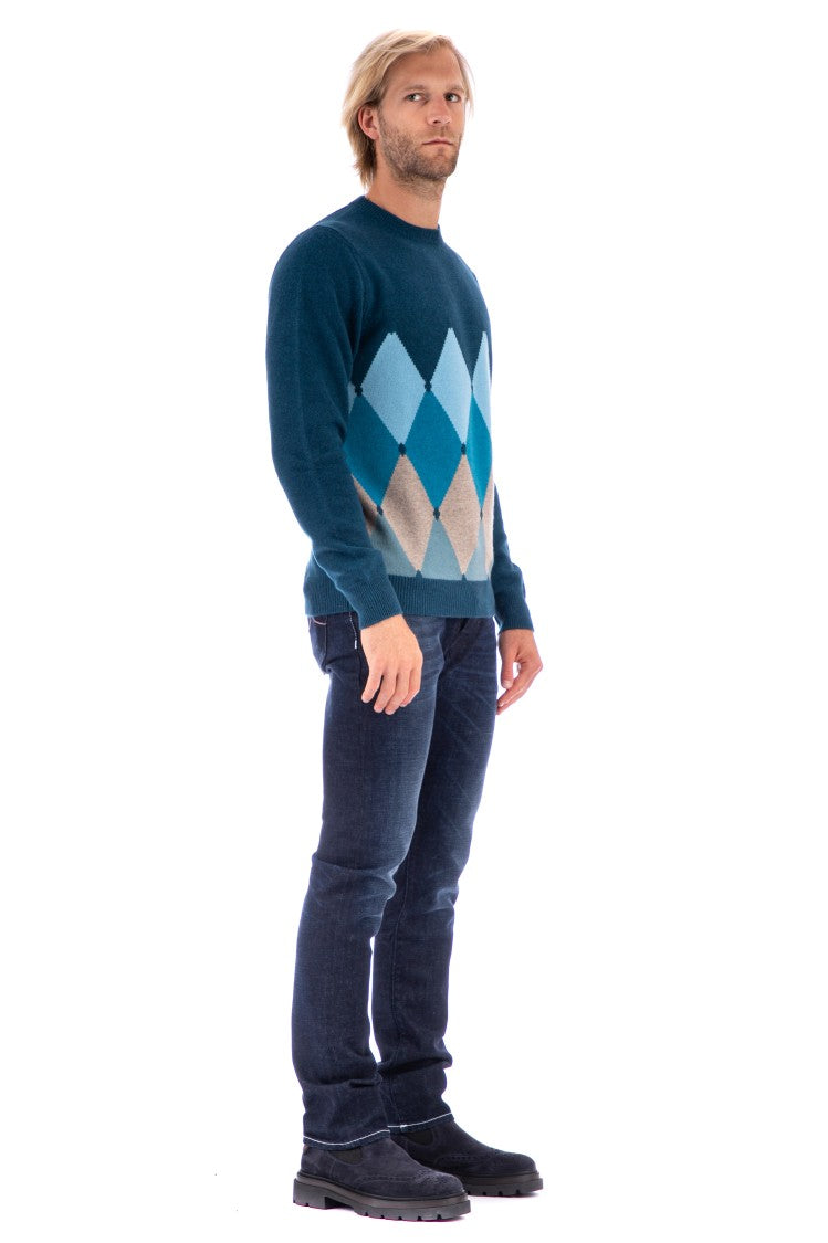 Ballantyne Argyle Cashmere Crewneck Sweater