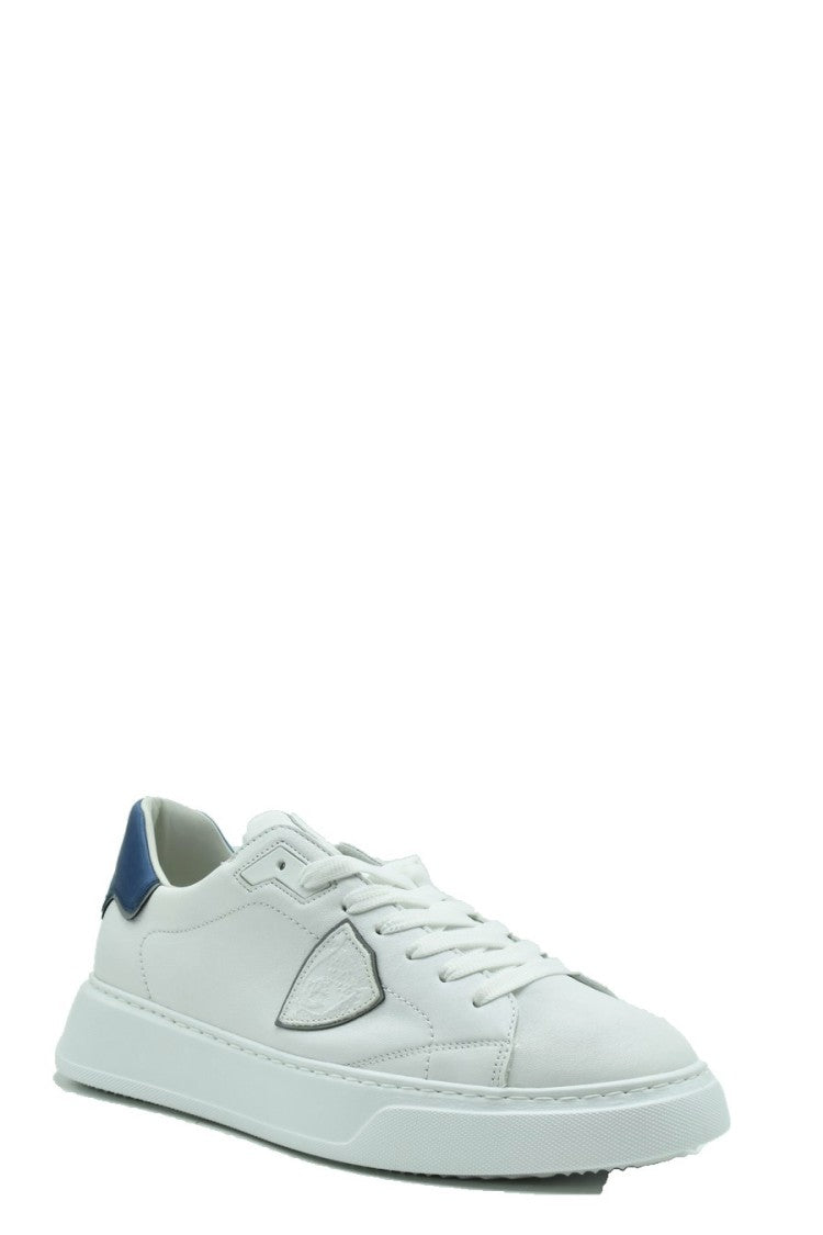 Philippe Model White Leather Contrast-Heel Sneaker