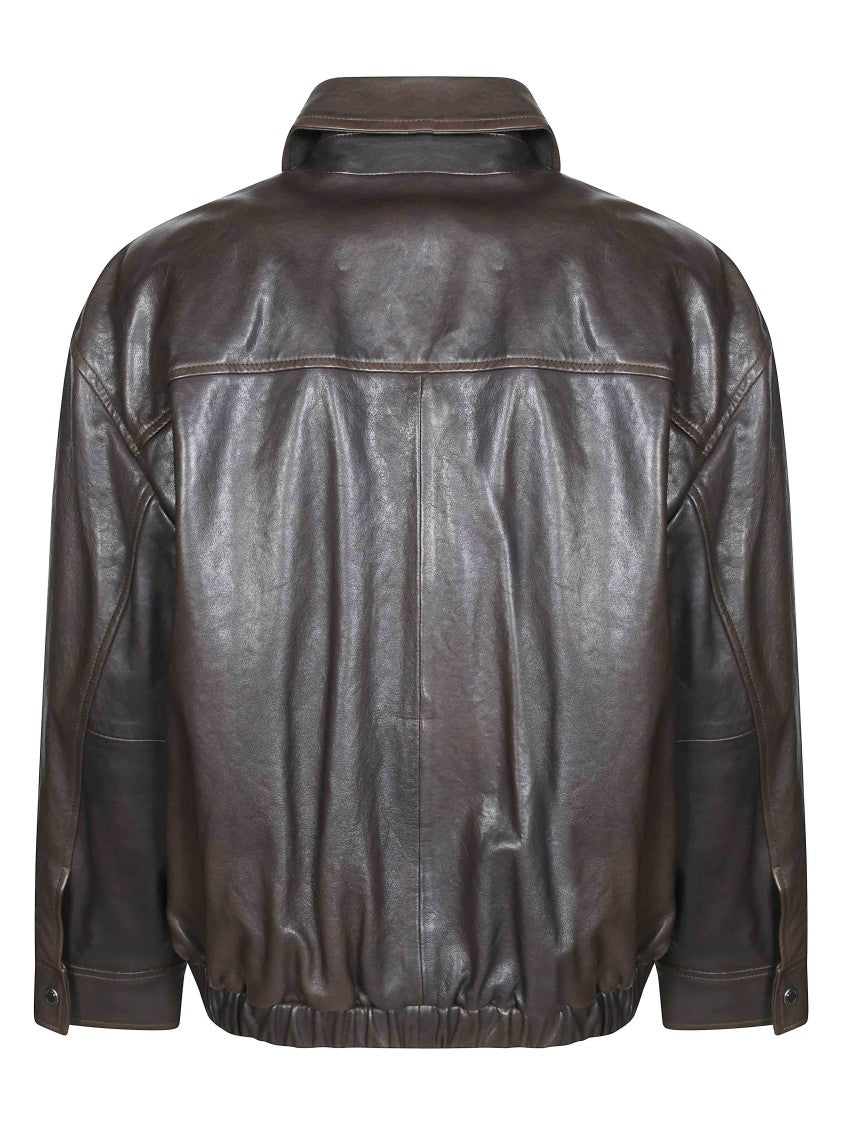 Max Mara Dark Brown Wkdcose Leather Jacket
