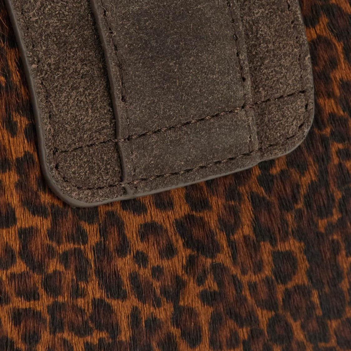 Hogan Leopard Print Suede Curved Medium Shoulder Bag