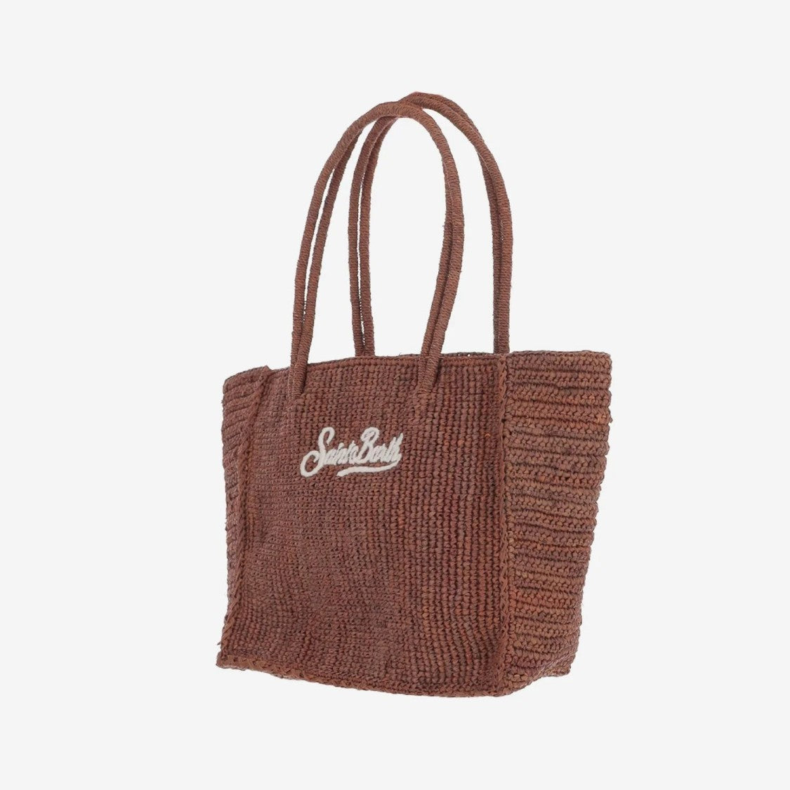 Mc2 Saint Barth Textured Woven Medium Tote Bag With Embroidered Logo