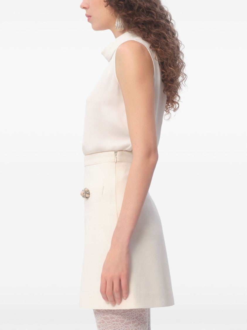 Valentino Silk Sleeveless Blouse With Curved Hem