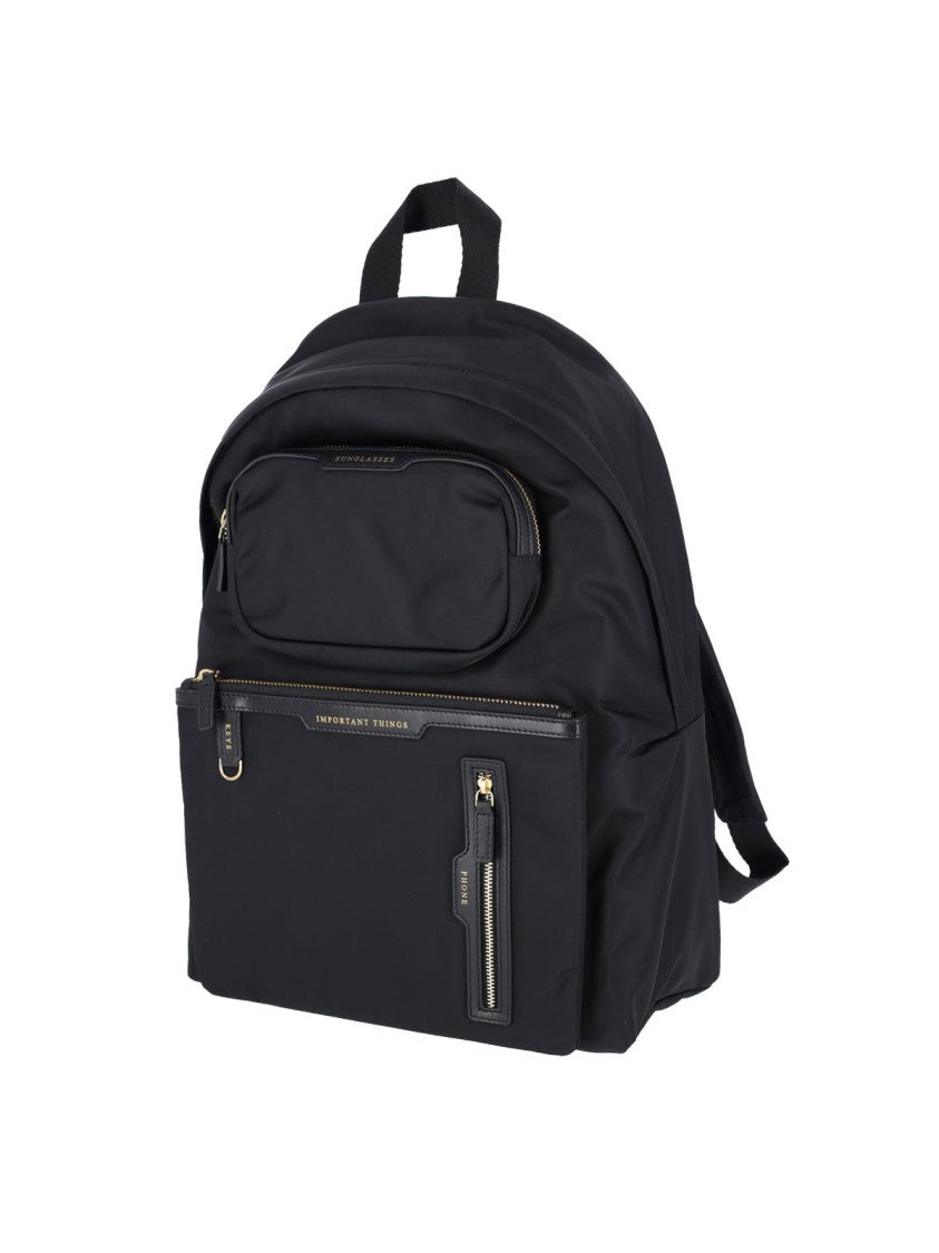 Anya Hindmarch Black Luxury Multi-Pocket Nylon Travel Backpack