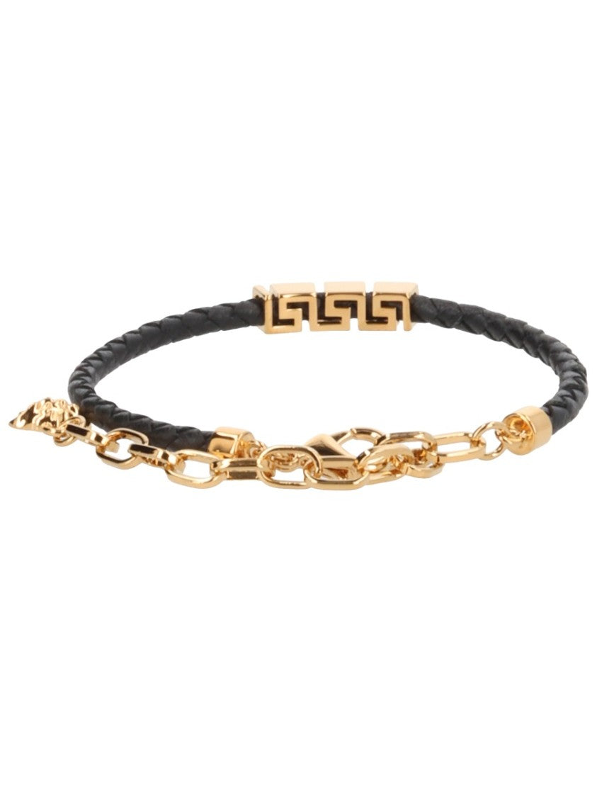 Versace Braided Calf Leather Greek Belt
