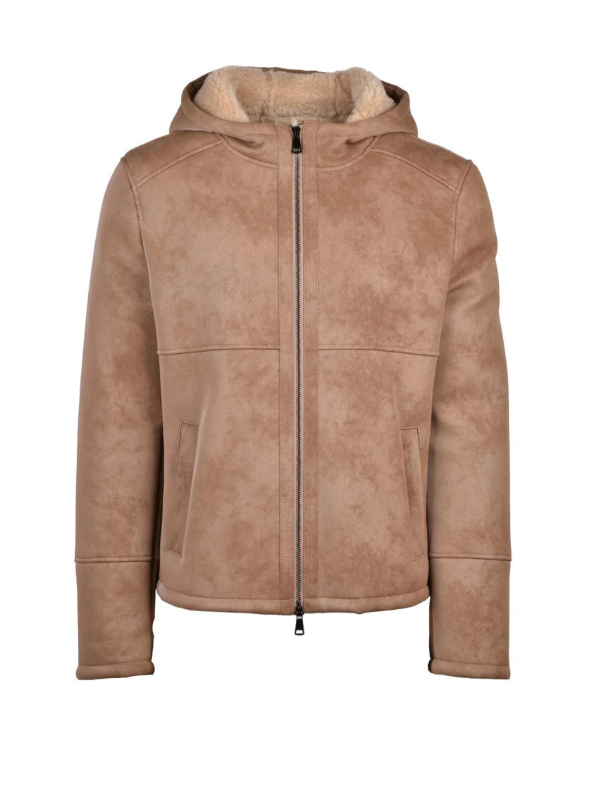 Bully Eco Leather Jacket With Hood And Plush Lining
