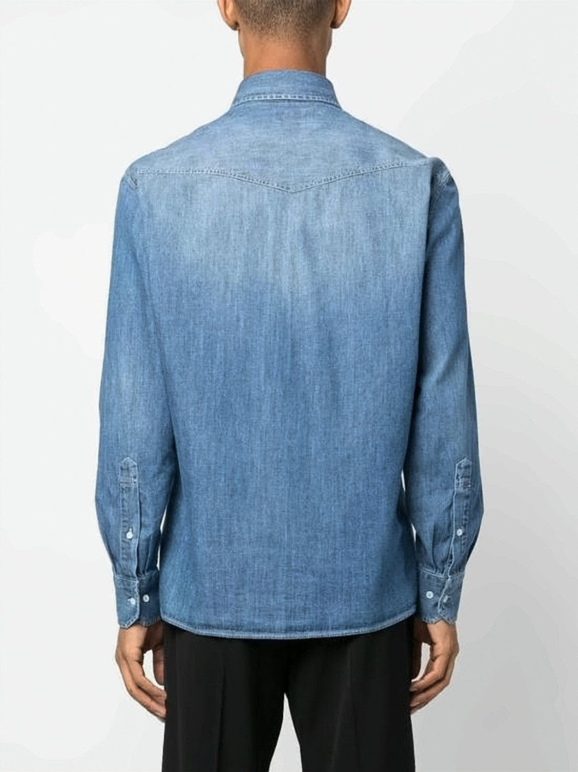 Brunello Cucinelli Lightweight Denim Shirt With Classic Collar And Relaxed Fit
