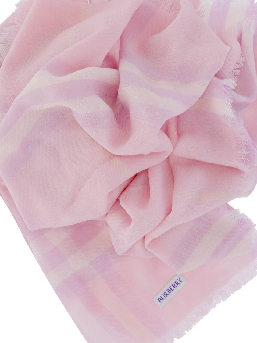 Burberry "Check" Wool Scarf – Pink