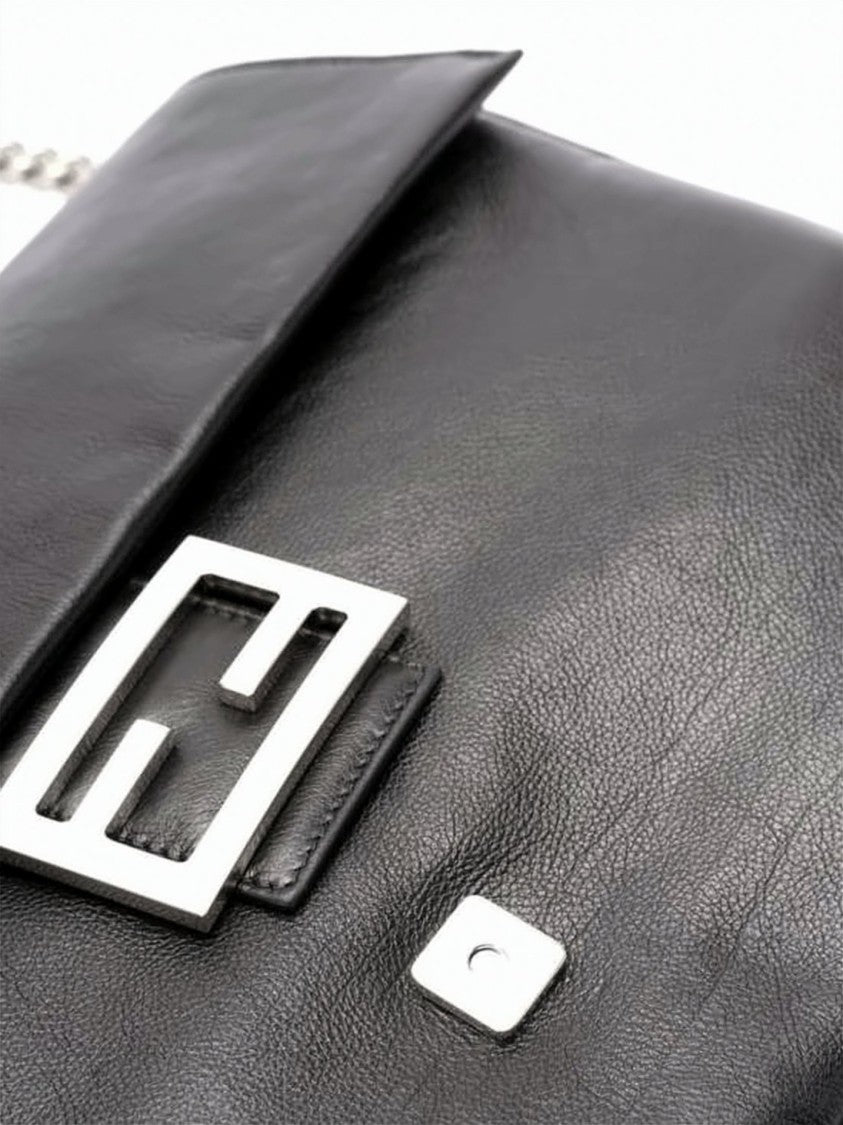 Fendi Large Smooth Calf Leather Shoulder Bag With Silver-Tone Clasp