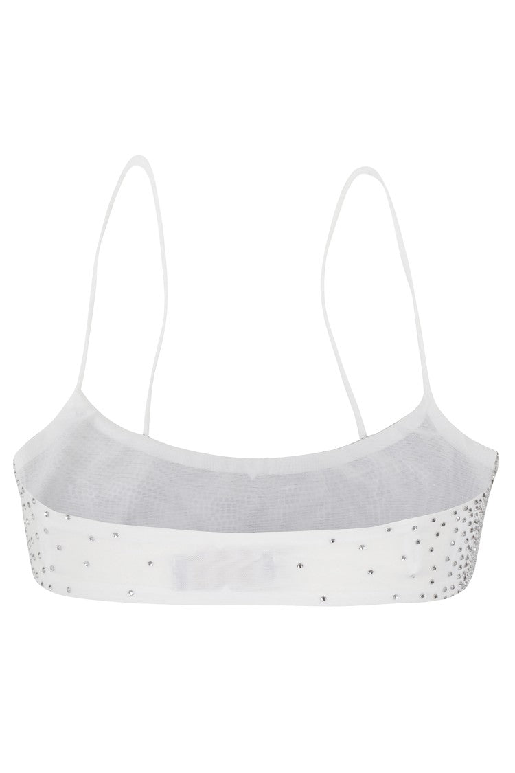 The Andamane Fitted Tulle Bralette Top With Rhinestone Accents